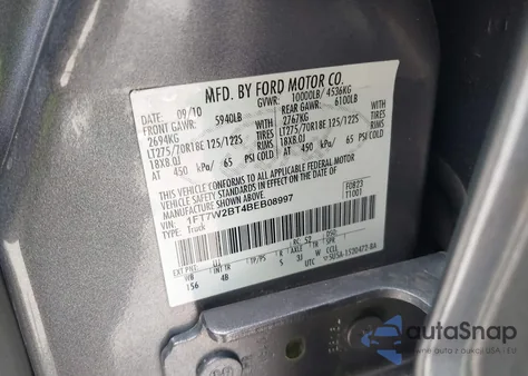 2011 Ford F250 Super Duty from USA, damaged, VIN 1FT7W2BT4BEB08997